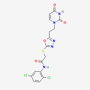 molecular formula C16H13Cl2N5O4S B2386638 N-(2,5-dichlorophenyl)-2-({5-[2-(2,4-dioxo-1,2,3,4-tetrahydropyrimidin-1-yl)ethyl]-1,3,4-oxadiazol-2-yl}sulfanyl)acetamide CAS No. 946277-00-5