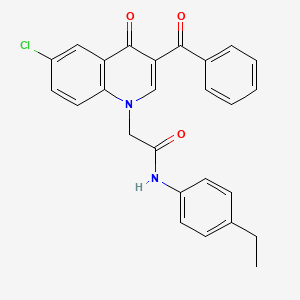 molecular formula C26H21ClN2O3 B2386656 2-(3-benzoyl-6-chloro-4-oxoquinolin-1(4H)-yl)-N-(4-ethylphenyl)acetamide CAS No. 895638-83-2