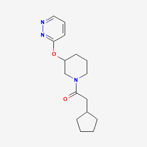 molecular formula C16H23N3O2 B2386671 2-Cyclopentyl-1-(3-(pyridazin-3-yloxy)piperidin-1-yl)ethanone CAS No. 2034583-13-4