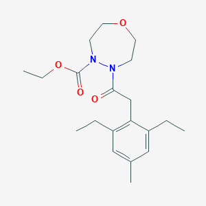 molecular formula C20H30N2O4 B2386737 Ethyl 5-[2-(2,6-diethyl-4-methylphenyl)acetyl]-1,4,5-oxadiazepane-4-carboxylate CAS No. 2172478-61-2