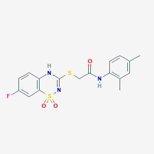 molecular formula C17H16FN3O3S2 B2386801 N-(2,4-dimethylphenyl)-2-[(7-fluoro-1,1-dioxo-4H-1lambda6,2,4-benzothiadiazin-3-yl)sulfanyl]acetamide CAS No. 886953-21-5