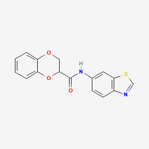 molecular formula C16H12N2O3S B2386810 N-(benzo[d]thiazol-6-yl)-2,3-dihydrobenzo[b][1,4]dioxine-2-carboxamide CAS No. 899960-89-5