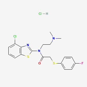 molecular formula C19H20Cl2FN3OS2 B2386843 N-(4-chlorobenzo[d]thiazol-2-yl)-N-(2-(dimethylamino)ethyl)-2-((4-fluorophenyl)thio)acetamide hydrochloride CAS No. 1331135-52-4