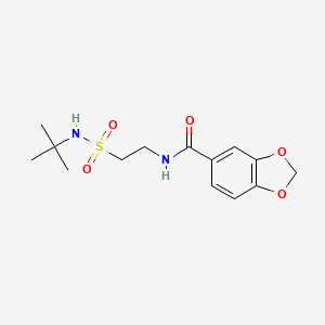 molecular formula C14H20N2O5S B2386871 N-(2-(N-(tert-butyl)sulfamoyl)ethyl)benzo[d][1,3]dioxole-5-carboxamide CAS No. 899980-40-6