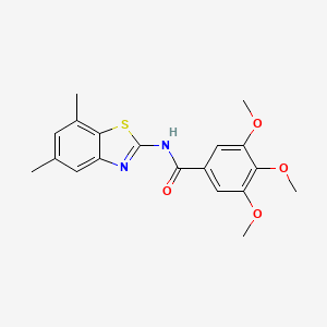 molecular formula C19H20N2O4S B2386872 N-(5,7-dimethyl-1,3-benzothiazol-2-yl)-3,4,5-trimethoxybenzamide CAS No. 912762-90-4