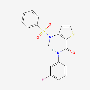 molecular formula C18H15FN2O3S2 B2386901 N-(3-fluorophenyl)-3-(N-methylphenylsulfonamido)thiophene-2-carboxamide CAS No. 1226429-40-8