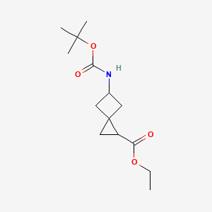 molecular formula C14H23NO4 B2386907 ethyl 5-[(2-methylpropan-2-yl)oxycarbonylamino]spiro[2.3]hexane-2-carboxylate CAS No. 2130943-32-5