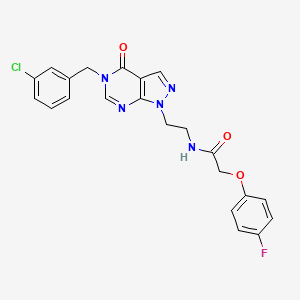 molecular formula C22H19ClFN5O3 B2386909 N-(2-(5-(3-chlorobenzyl)-4-oxo-4,5-dihydro-1H-pyrazolo[3,4-d]pyrimidin-1-yl)ethyl)-2-(4-fluorophenoxy)acetamide CAS No. 922081-91-2