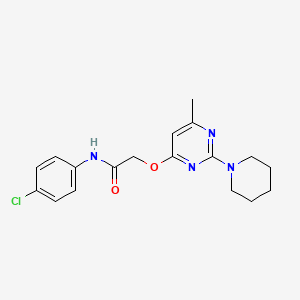 molecular formula C18H21ClN4O2 B2386917 N-(4-chlorophenyl)-2-((6-methyl-2-(piperidin-1-yl)pyrimidin-4-yl)oxy)acetamide CAS No. 1031961-52-0