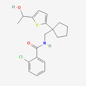 2-chloro-N-((1-(5-(1-hydroxyethyl)thiophen-2-yl)cyclopentyl)methyl)benzamide
