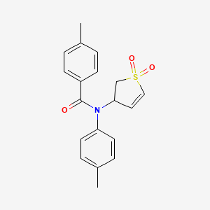 molecular formula C19H19NO3S B2386944 N-(1,1-dioxido-2,3-dihydrothiophen-3-yl)-4-methyl-N-(4-methylphenyl)benzamide CAS No. 696637-66-8