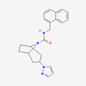 molecular formula C22H24N4O B2386959 (1R,5S)-N-(naphthalen-1-ylmethyl)-3-(1H-pyrazol-1-yl)-8-azabicyclo[3.2.1]octane-8-carboxamide CAS No. 2320857-12-1