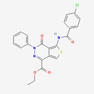 molecular formula C22H16ClN3O4S B2386986 ethyl 5-(4-chlorobenzamido)-4-oxo-3-phenyl-3H,4H-thieno[3,4-d]pyridazine-1-carboxylate CAS No. 851947-20-1