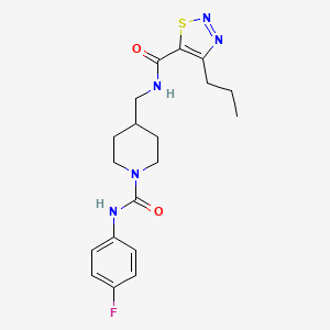 molecular formula C19H24FN5O2S B2386987 N-((1-((4-fluorophenyl)carbamoyl)piperidin-4-yl)methyl)-4-propyl-1,2,3-thiadiazole-5-carboxamide CAS No. 1235050-96-0