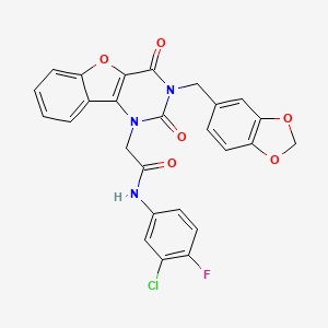 2-(3-(benzo[d][1,3]dioxol-5-ylmethyl)-2,4-dioxo-3,4-dihydrobenzofuro[3,2-d]pyrimidin-1(2H)-yl)-N-(3-chloro-4-fluorophenyl)acetamide