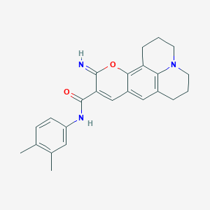 molecular formula C24H25N3O2 B2387021 N-(3,4-dimethylphenyl)-11-imino-2,3,5,6,7,11-hexahydro-1H-pyrano[2,3-f]pyrido[3,2,1-ij]quinoline-10-carboxamide CAS No. 866346-35-2