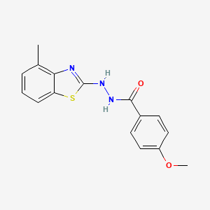 molecular formula C16H15N3O2S B2387067 4-methoxy-N'-(4-methyl-1,3-benzothiazol-2-yl)benzohydrazide CAS No. 851977-85-0