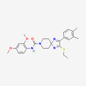 molecular formula C26H32N4O3S B2387073 N-(2,4-dimethoxyphenyl)-2-(3,4-dimethylphenyl)-3-(ethylthio)-1,4,8-triazaspiro[4.5]deca-1,3-diene-8-carboxamide CAS No. 1359314-26-3