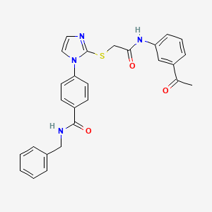 4-(2-((2-((3-acetylphenyl)amino)-2-oxoethyl)thio)-1H-imidazol-1-yl)-N-benzylbenzamide