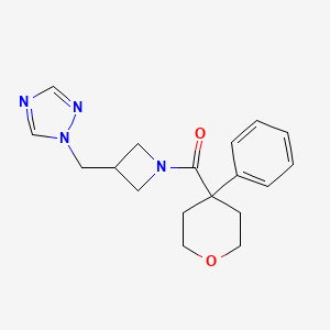 (3-((1H-1,2,4-triazol-1-yl)methyl)azetidin-1-yl)(4-phenyltetrahydro-2H-pyran-4-yl)methanone