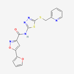 5-(furan-2-yl)-N-(5-((pyridin-2-ylmethyl)thio)-1,3,4-thiadiazol-2-yl)isoxazole-3-carboxamide