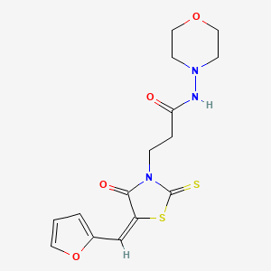 3-[(5E)-5-(furan-2-ylmethylidene)-4-oxo-2-sulfanylidene-1,3-thiazolidin-3-yl]-N-morpholin-4-ylpropanamide