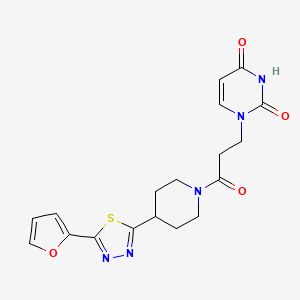 1-(3-(4-(5-(furan-2-yl)-1,3,4-thiadiazol-2-yl)piperidin-1-yl)-3-oxopropyl)pyrimidine-2,4(1H,3H)-dione