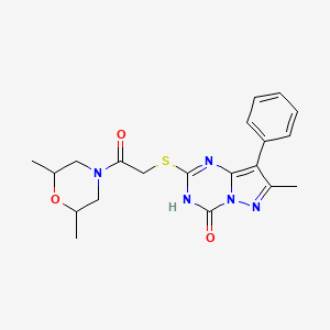 2-((2-(2,6-dimethylmorpholino)-2-oxoethyl)thio)-7-methyl-8-phenylpyrazolo[1,5-a][1,3,5]triazin-4(3H)-one