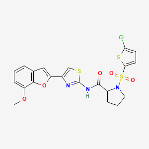 1-((5-chlorothiophen-2-yl)sulfonyl)-N-(4-(7-methoxybenzofuran-2-yl)thiazol-2-yl)pyrrolidine-2-carboxamide
