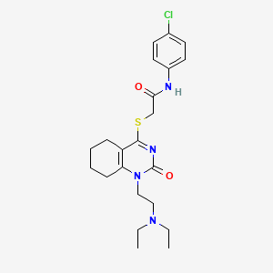 molecular formula C22H29ClN4O2S B2387209 N-(4-chlorophenyl)-2-((1-(2-(diethylamino)ethyl)-2-oxo-1,2,5,6,7,8-hexahydroquinazolin-4-yl)thio)acetamide CAS No. 898435-73-9