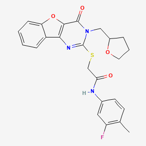 N-(3-fluoro-4-methylphenyl)-2-{[4-oxo-3-(tetrahydrofuran-2-ylmethyl)-3,4-dihydro[1]benzofuro[3,2-d]pyrimidin-2-yl]sulfanyl}acetamide
