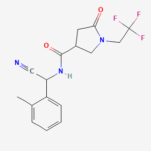 molecular formula C16H16F3N3O2 B2387223 N-[cyano(2-methylphenyl)methyl]-5-oxo-1-(2,2,2-trifluoroethyl)pyrrolidine-3-carboxamide CAS No. 1355930-02-7