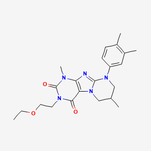 molecular formula C22H29N5O3 B2387229 9-(3,4-dimethylphenyl)-3-(2-ethoxyethyl)-1,7-dimethyl-7,8-dihydro-6H-purino[7,8-a]pyrimidine-2,4-dione CAS No. 848754-43-8