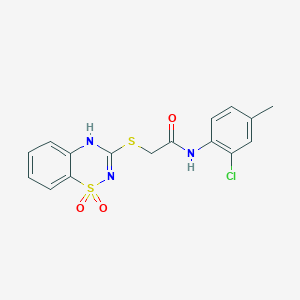 molecular formula C16H14ClN3O3S2 B2387240 N-(2-chloro-4-methylphenyl)-2-[(1,1-dioxo-4H-1lambda6,2,4-benzothiadiazin-3-yl)sulfanyl]acetamide CAS No. 896687-03-9