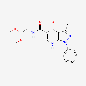 molecular formula C18H20N4O4 B2387263 N-(2,2-dimethoxyethyl)-3-methyl-4-oxo-1-phenyl-4,7-dihydro-1H-pyrazolo[3,4-b]pyridine-5-carboxamide CAS No. 923173-39-1
