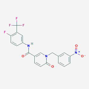 molecular formula C20H13F4N3O4 B2387275 N-(4-fluoro-3-(trifluoromethyl)phenyl)-1-(3-nitrobenzyl)-6-oxo-1,6-dihydropyridine-3-carboxamide CAS No. 899970-57-1