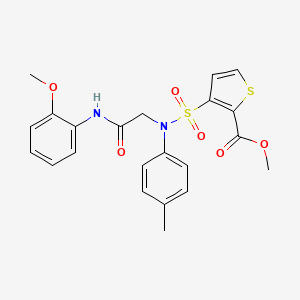 molecular formula C22H22N2O6S2 B2387282 methyl 3-({[(2-methoxyphenyl)carbamoyl]methyl}(4-methylphenyl)sulfamoyl)thiophene-2-carboxylate CAS No. 895265-96-0