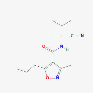 molecular formula C14H21N3O2 B2387298 N-(2-Cyano-3-methylbutan-2-yl)-3-methyl-5-propyl-1,2-oxazole-4-carboxamide CAS No. 1465348-40-6