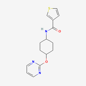 molecular formula C15H17N3O2S B2387329 N-((1r,4r)-4-(pyrimidin-2-yloxy)cyclohexyl)thiophene-3-carboxamide CAS No. 2034581-37-6