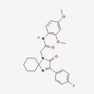 molecular formula C24H26FN3O4 B2387335 N-(2,4-dimethoxyphenyl)-2-[3-(4-fluorophenyl)-2-oxo-1,4-diazaspiro[4.5]dec-3-en-1-yl]acetamide CAS No. 890831-01-3