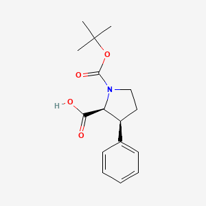 molecular formula C16H21NO4 B2387346 RACEMIC BOC-CIS-3-PHENYL-PYRROLIDINE-2-CARBOXYLIC ACID CAS No. 210420-48-7