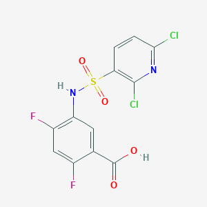 molecular formula C12H6Cl2F2N2O4S B2387376 5-(2,6-Dichloropyridine-3-sulfonamido)-2,4-difluorobenzoic acid CAS No. 1259162-04-3