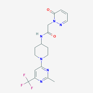 molecular formula C17H19F3N6O2 B2387389 N-(1-(2-methyl-6-(trifluoromethyl)pyrimidin-4-yl)piperidin-4-yl)-2-(6-oxopyridazin-1(6H)-yl)acetamide CAS No. 2034406-66-9