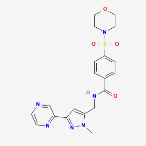 molecular formula C20H22N6O4S B2387405 N-((1-methyl-3-(pyrazin-2-yl)-1H-pyrazol-5-yl)methyl)-4-(morpholinosulfonyl)benzamide CAS No. 2034507-11-2