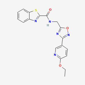 molecular formula C18H15N5O3S B2387425 N-((3-(6-ethoxypyridin-3-yl)-1,2,4-oxadiazol-5-yl)methyl)benzo[d]thiazole-2-carboxamide CAS No. 2034413-81-3
