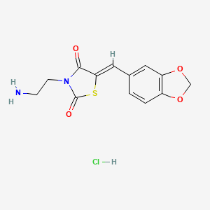 molecular formula C13H13ClN2O4S B2387457 (5Z)-3-(2-aminoethyl)-5-(1,3-benzodioxol-5-ylmethylene)-1,3-thiazolidine-2,4-dione hydrochloride CAS No. 1094609-08-1