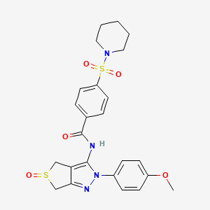 molecular formula C24H26N4O5S2 B2387488 N-[2-(4-methoxyphenyl)-5-oxo-2H,4H,6H-5lambda4-thieno[3,4-c]pyrazol-3-yl]-4-(piperidine-1-sulfonyl)benzamide CAS No. 958709-49-4