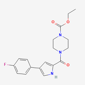 molecular formula C18H20FN3O3 B2387528 ethyl 4-[4-(4-fluorophenyl)-1H-pyrrole-2-carbonyl]piperazine-1-carboxylate CAS No. 1219905-97-1