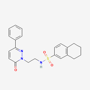 molecular formula C22H23N3O3S B2387531 N-(2-(6-oxo-3-phenylpyridazin-1(6H)-yl)ethyl)-5,6,7,8-tetrahydronaphthalene-2-sulfonamide CAS No. 921534-71-6