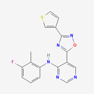 molecular formula C17H12FN5OS B2387546 N-(3-fluoro-2-methylphenyl)-5-(3-(thiophen-3-yl)-1,2,4-oxadiazol-5-yl)pyrimidin-4-amine CAS No. 2034340-52-6